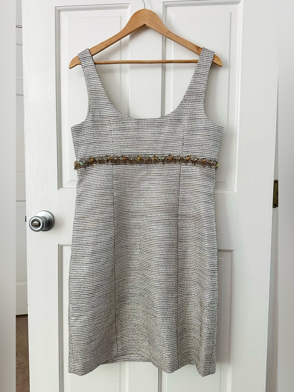 Trina Turk Metallic Tweed Garreth Shift Dress Beaded Embellished Sequins Size 10 - Picture 5 of 14